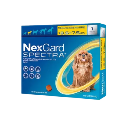 NexGard Spectra - Tableta Masticable para Perros 3.6 - 7.5 KG