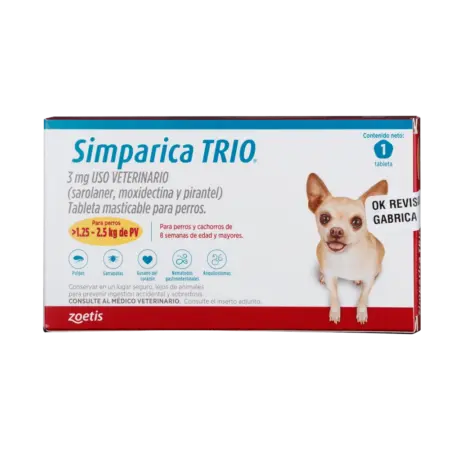 Simparica - TRIO Perros De 1,25 Hasta 2,5Kg 1 tab